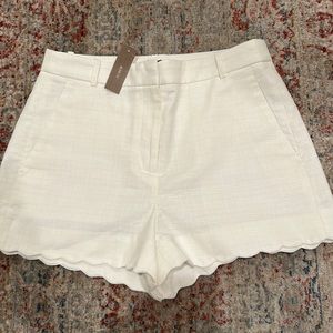 NWT J. Crew white scalloped shorts